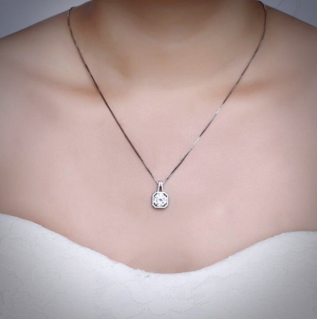 Wedding Jewelry - Cubic Zirconia Bridal Necklace and Earrings Set