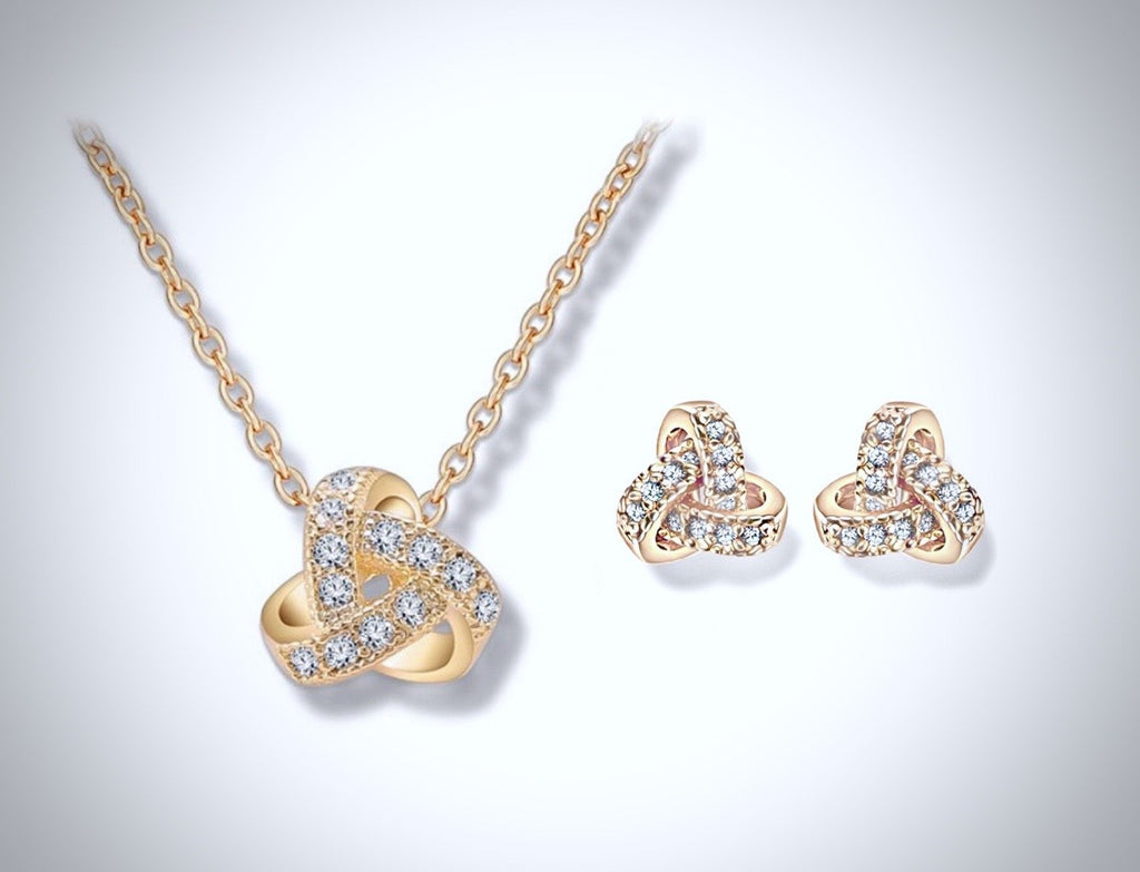 Wedding Jewelry - Cubic Zirconia Necklace and Earrings Set - Available in Silver, Gold and Rose Gold
