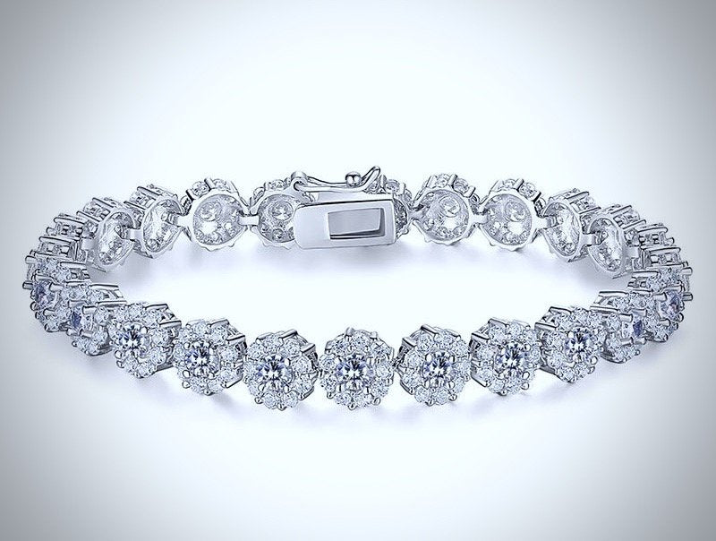 Wedding Jewelry - Cubic Zirconia Bridal Bracelet - Available in Rose Gold and Silver