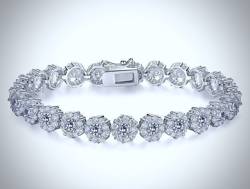 Wedding Jewelry - Cubic Zirconia Bridal Bracelet - Available in Rose Gold and Silver