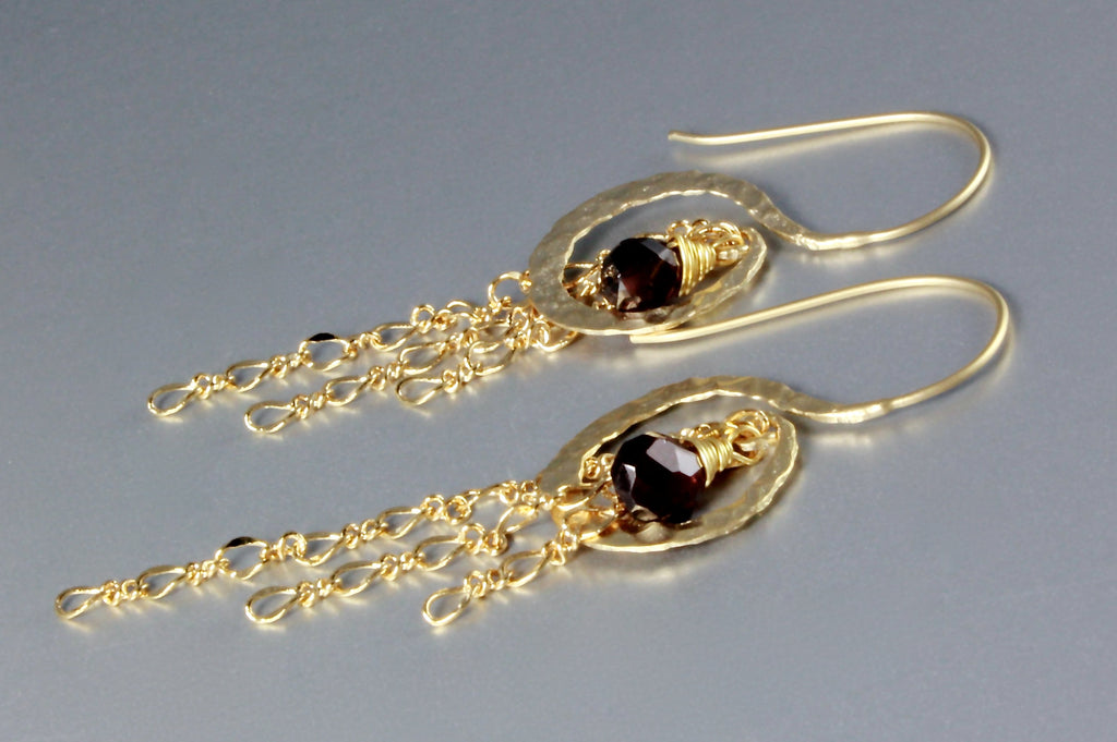 Wedding Jewelry - Garnet Bridal Earrings
