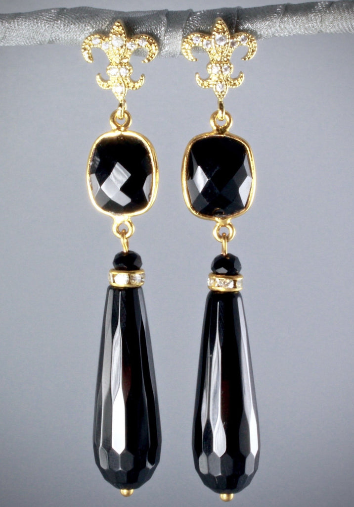 "Elizabeth" - Victorian Black Onyx Earrings
