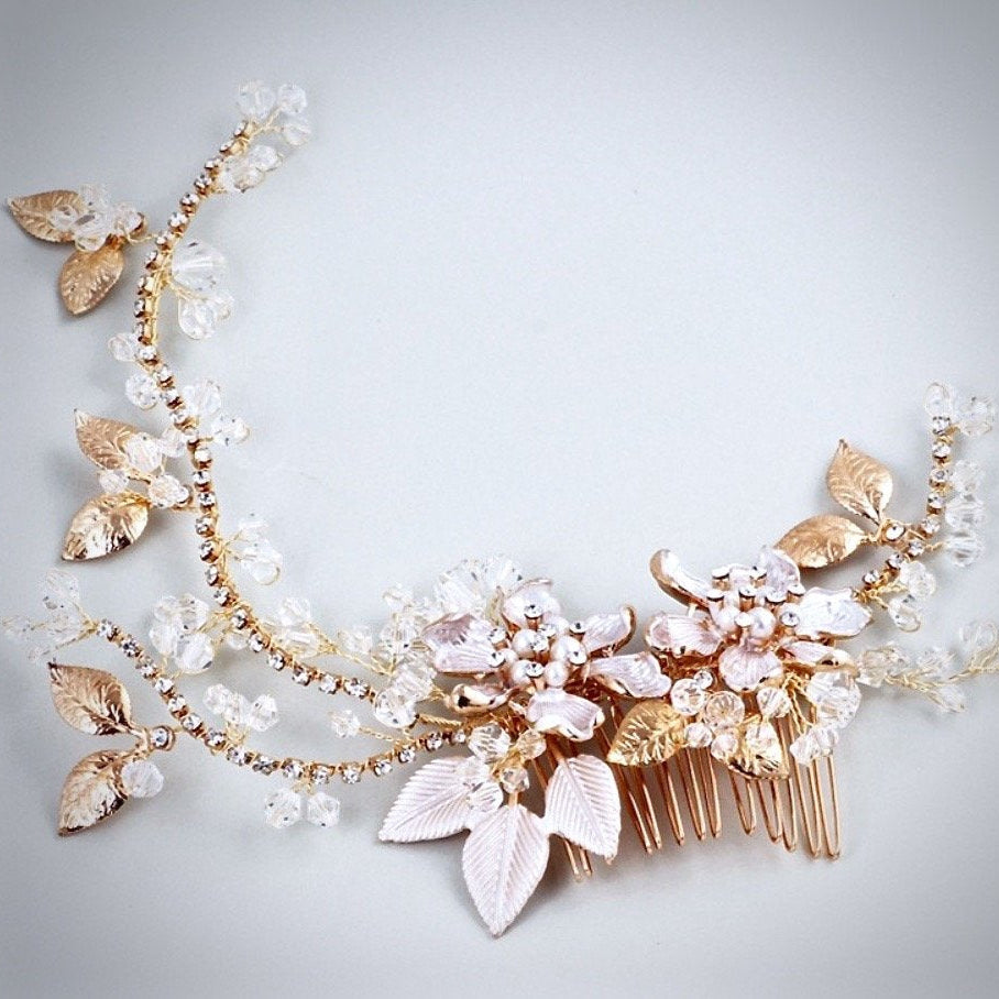 Wedding Hair Accessories - Pearl and Crystal Bridal Hair Comb - Available in Gold and Silver