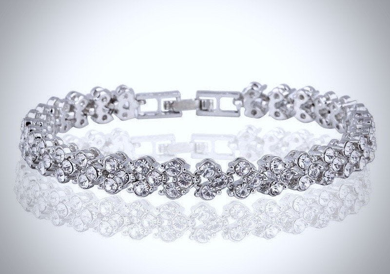 Wedding Jewelry - Cubic Zirconia Bracelets - Available in Silver, Yellow Gold and Rose Gold