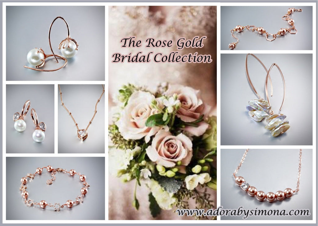 Bridal Jewelry Set Rose Gold Necklace Gold Wedding Earrings Bridesmaid  Teardrop Simple - Yahoo Shopping