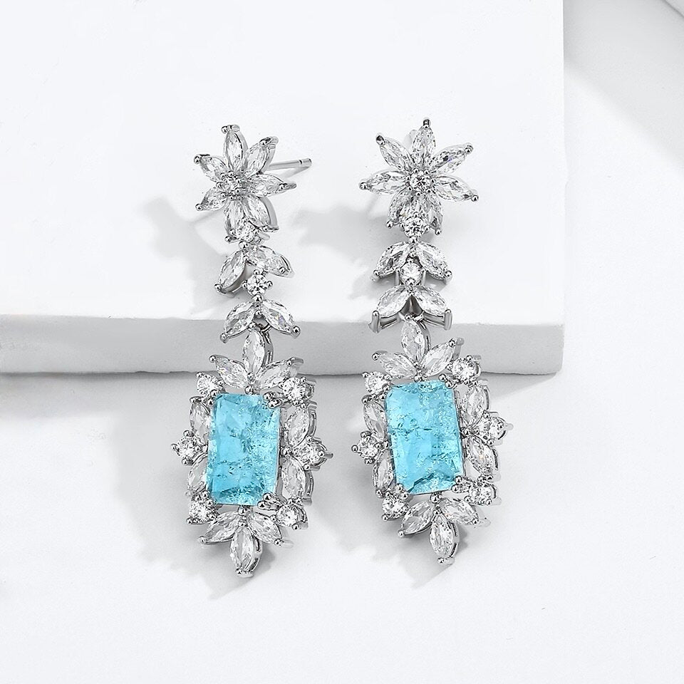 Wedding Jewelry Aqua Blue Cubic Zirconia Bridal Earrings ADORA by Simona