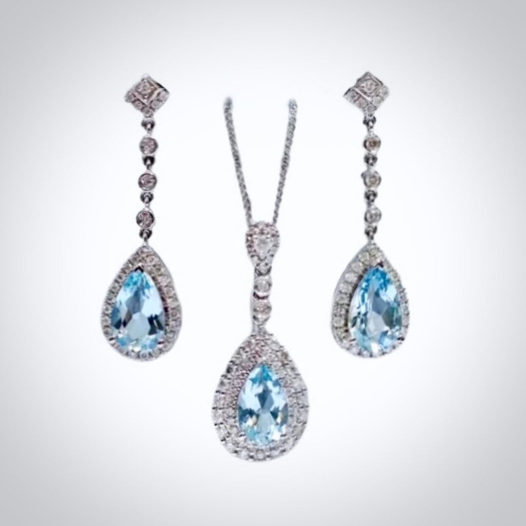 Wedding Jewelry - Aqua Blue CZ Bridal Jewelry Set