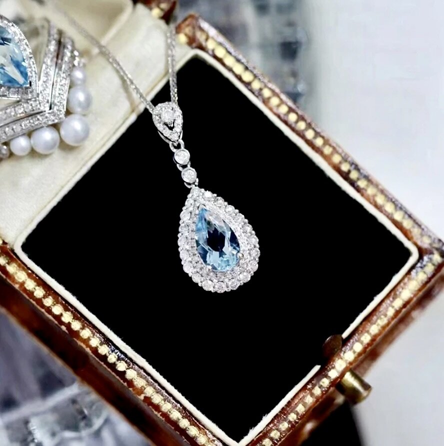 Wedding Jewelry - Aqua Blue CZ Bridal Jewelry Set