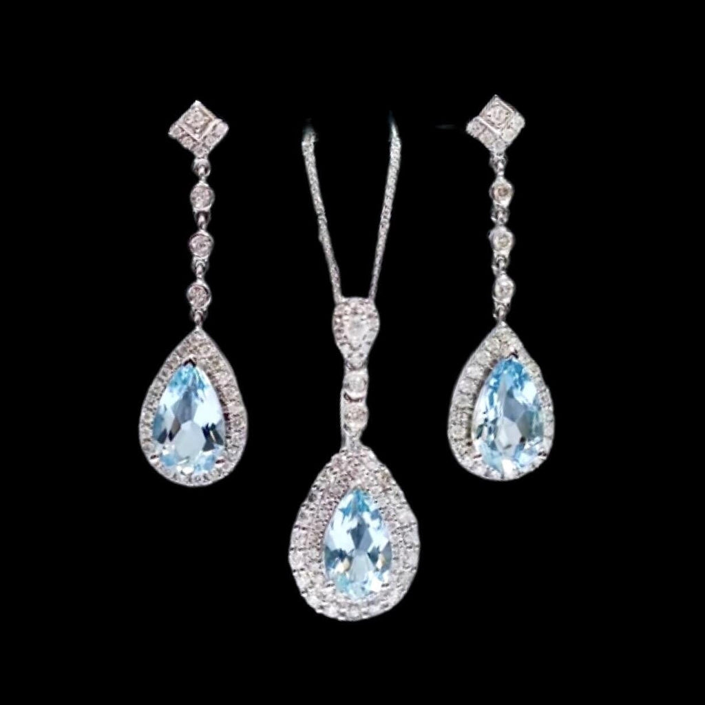 Wedding Jewelry - Aqua Blue CZ Bridal Jewelry Set