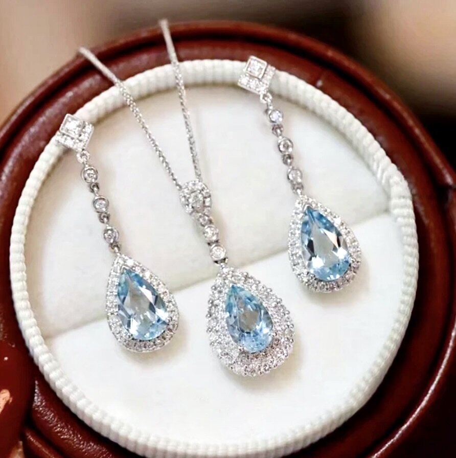 Wedding Jewelry - Aqua Blue CZ Bridal Jewelry Set