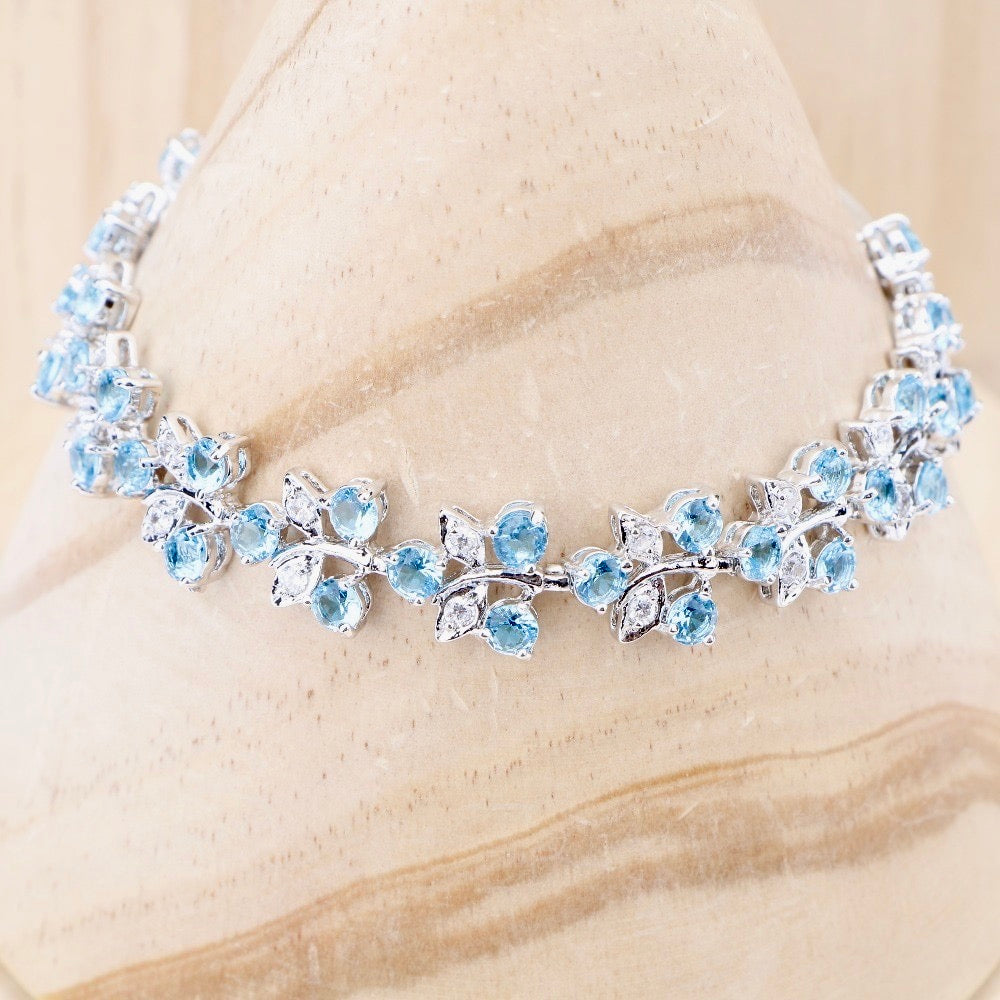 Wedding Jewelry - Aquamarine Cubic Zirconia Bridal Bracelet - More Designs