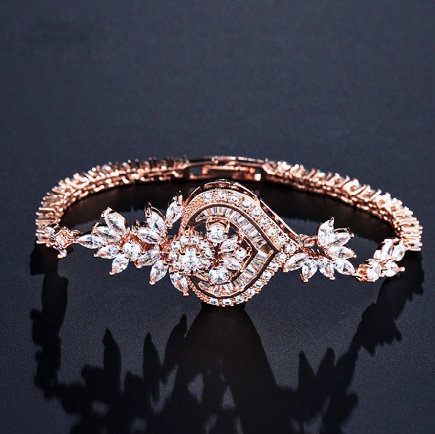 Wedding Jewelry - Art Deco CZ Bridal Bracelet - Available in Silver, Rose Gold and Yellow Gold