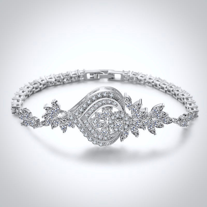 Wedding Jewelry - Art Deco CZ Bridal Bracelet - Available in Silver, Rose Gold and Yellow Gold