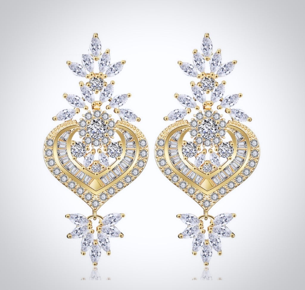 Wedding Jewelry - Art Deco CZ Bridal Earrings - Available in Silver, Rose Gold and Yellow Gold
