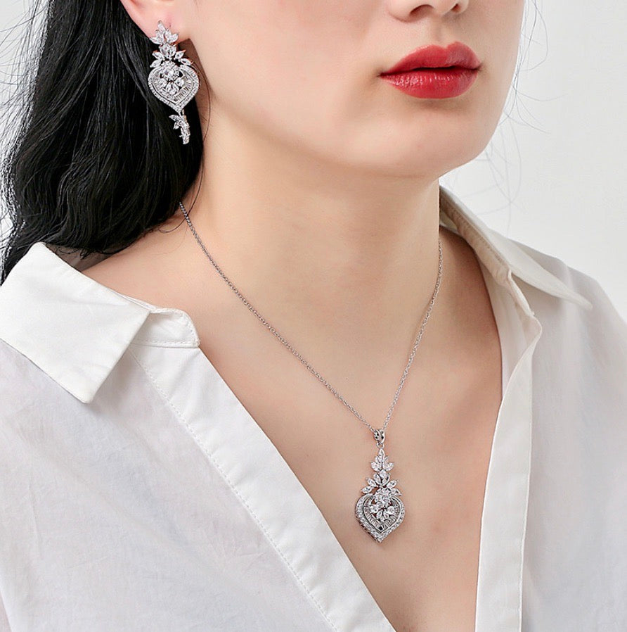 Wedding Jewelry - Cubic Zirconia Bridal 3-Piece Jewelry Set - Available in Silver, Rose Gold and Yellow Gold