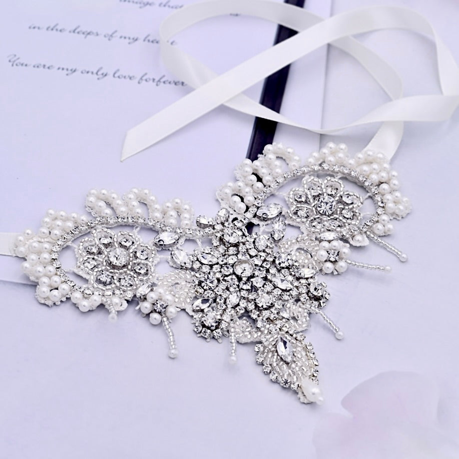 Wedding Accessories - Beaded Lace Wedding Ankle Jewelry, Barefoot Sandals