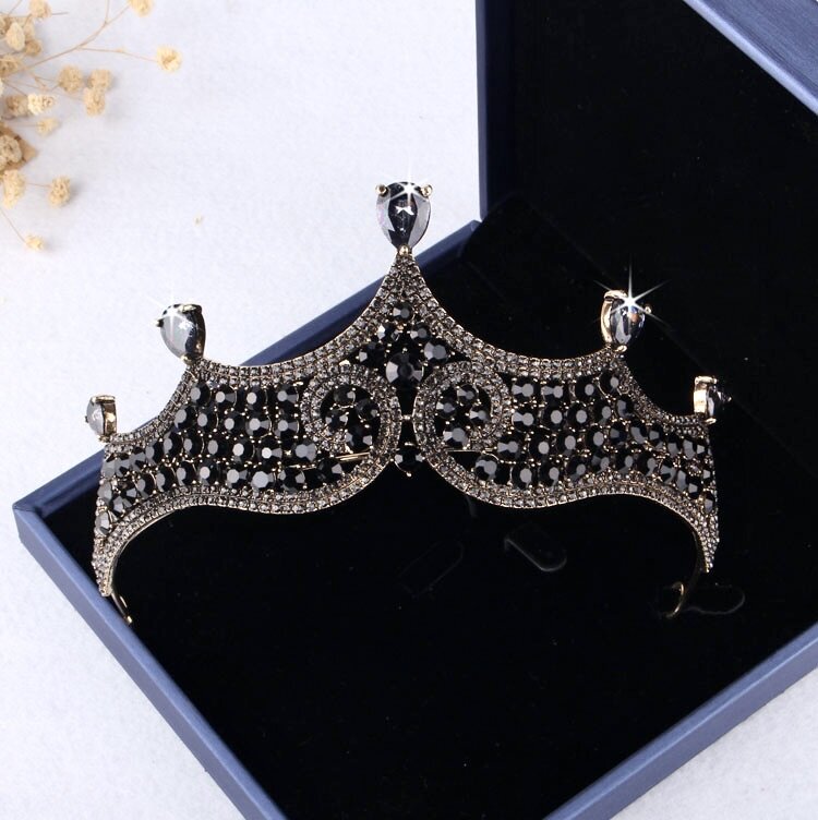 Wedding Jewelry and Accessories - Victorian Gothic Black Bridal 3-Piece Jewelry Set With Tiara
