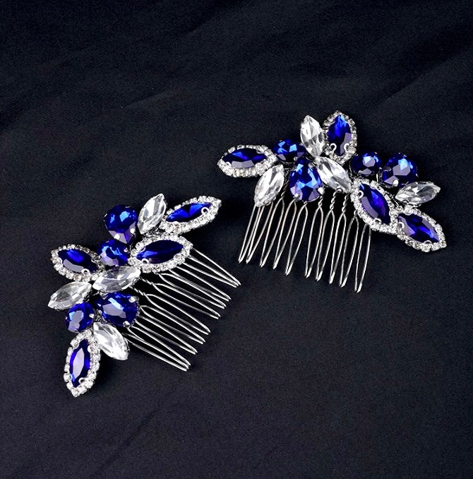 Wedding Hair Accessories - Blue Crystal Bridal Hair Comb