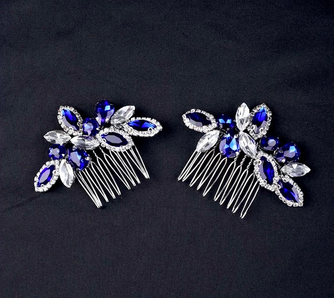 Wedding Hair Accessories - Blue Crystal Bridal Hair Comb