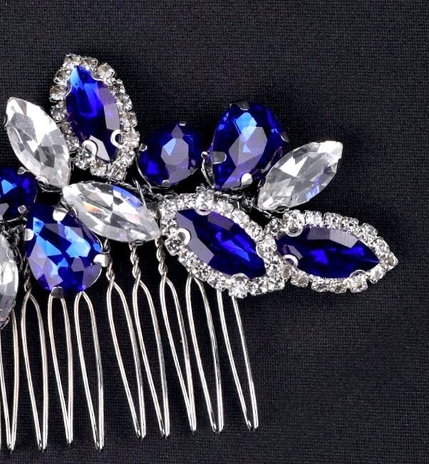 Wedding Hair Accessories - Blue Crystal Bridal Hair Comb