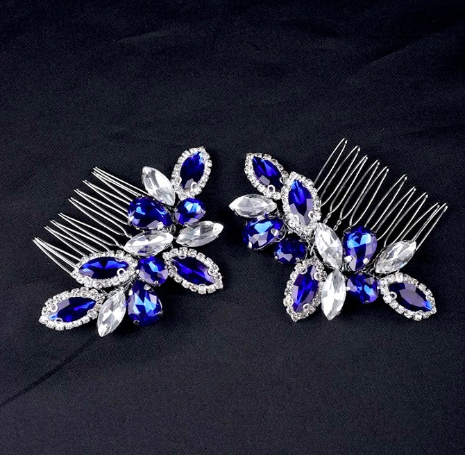 Wedding Hair Accessories - Blue Crystal Bridal Hair Comb