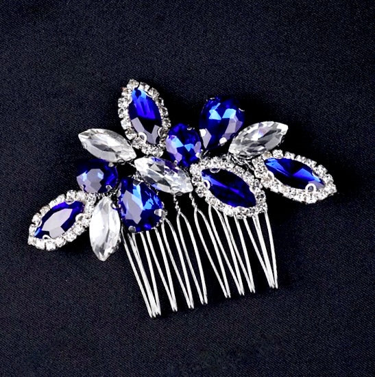 Wedding Hair Accessories - Blue Crystal Bridal Hair Comb