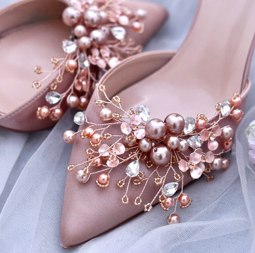 Blush Pink Shoe clips, Bridal shoe clips, Premium European Crystal Shoe  embellishments jewelry, Rhinestone party shoe clip on appliques