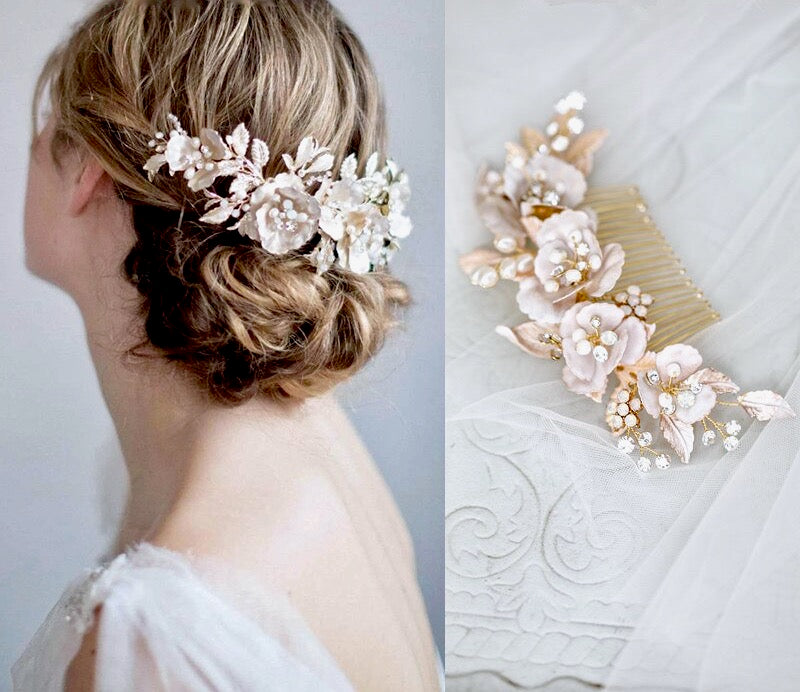 Wedding Hair Accessories - Bohemian Gold Bridal Hair Comb Set