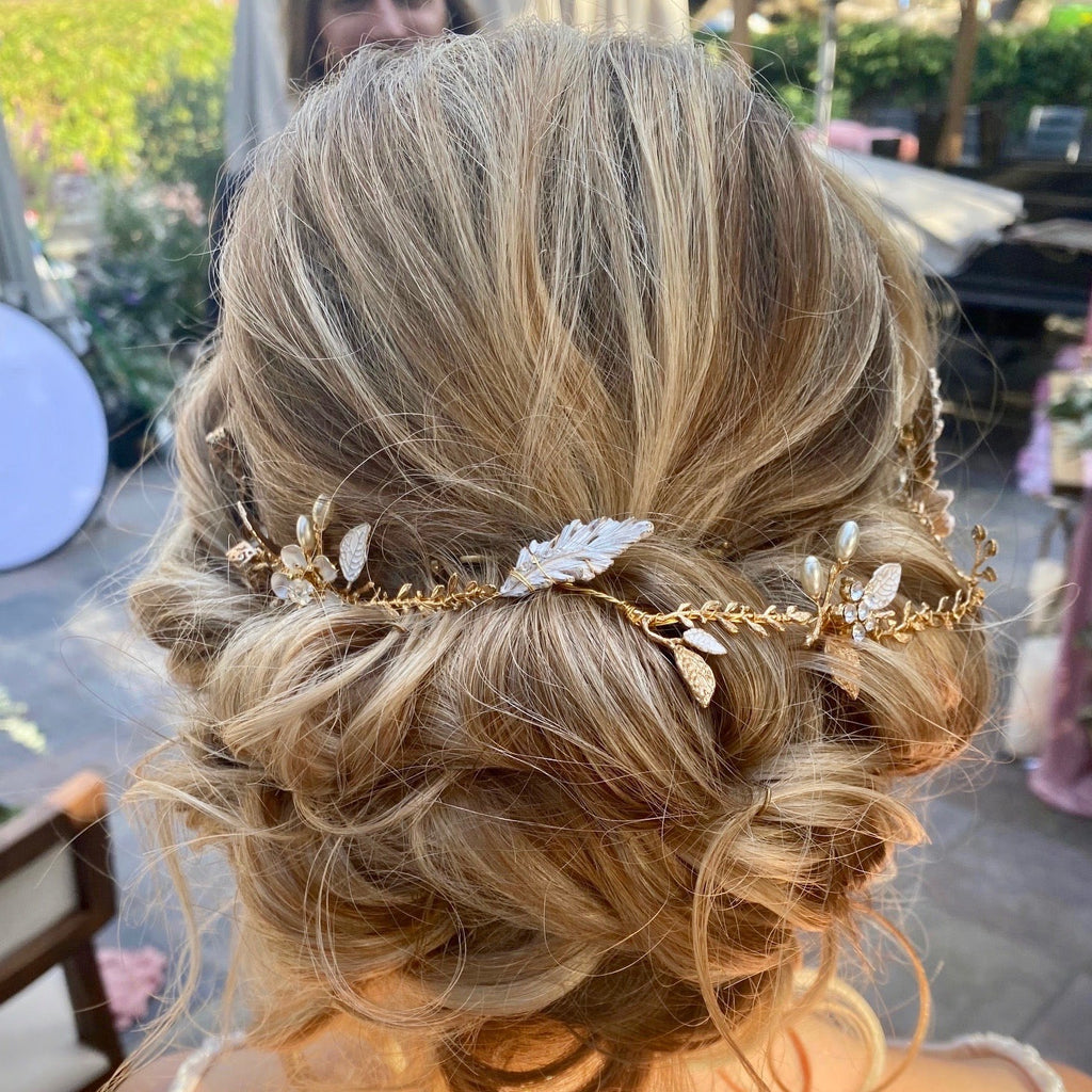 Wedding Hair Accessories - Bohemian Gold Bridal Headband, Hair Comb and Hair Pins Set