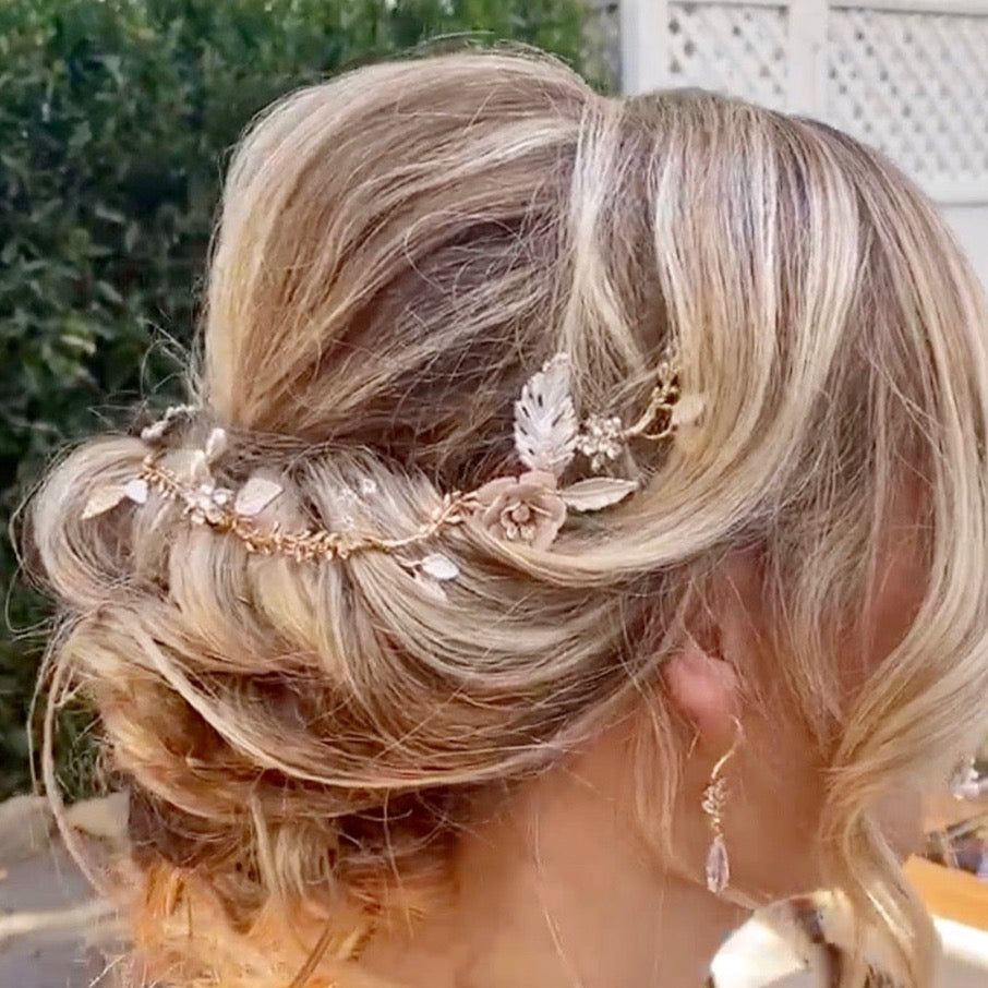Wedding Hair Accessories - Bohemian Gold Bridal Headband, Hair Comb and Hair Pins Set
