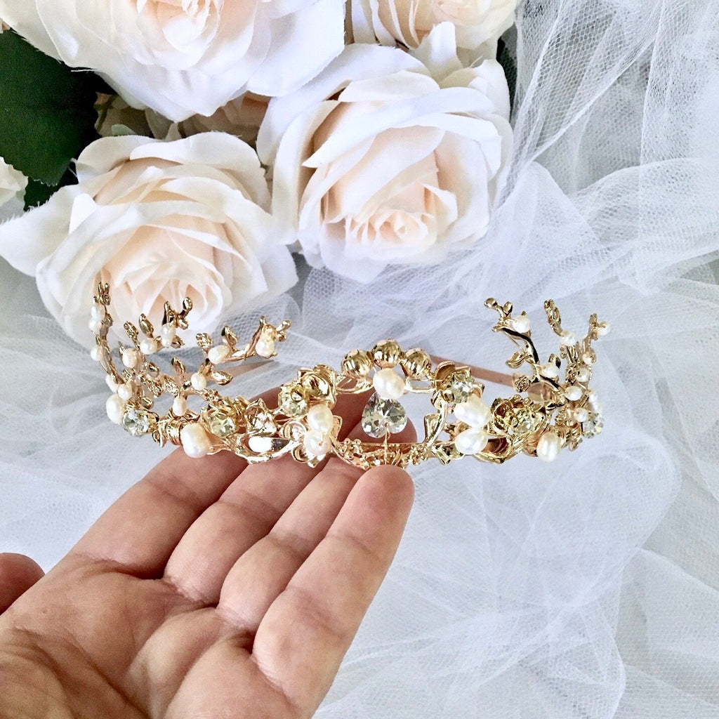 Wedding Hair Accessories - Bohemian Pearl Bridal Tiara