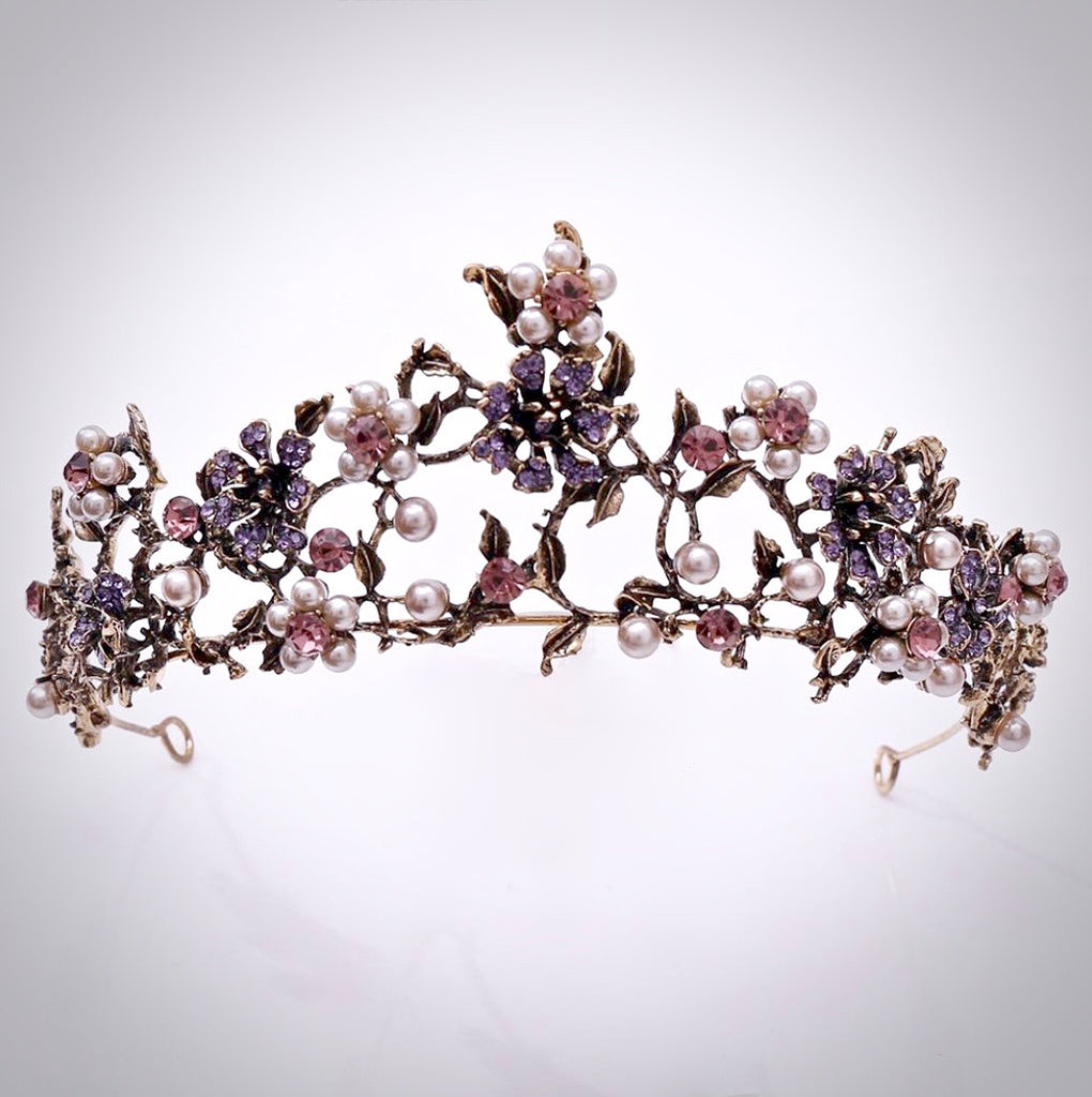 Wedding Hair Accessories - Bohemian Gold Pearl Bridal Tiara
