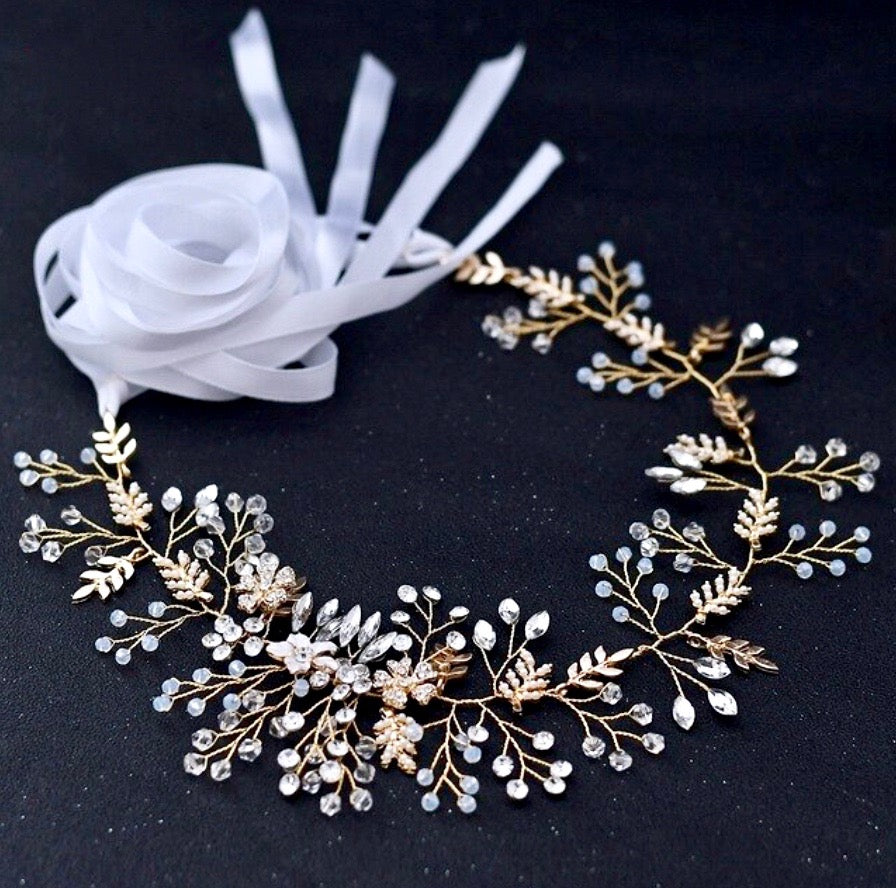 Wedding Accessories - Bohemian Crystal and Pearl Bridal Belt/Sash - Available in Gold and Silver 