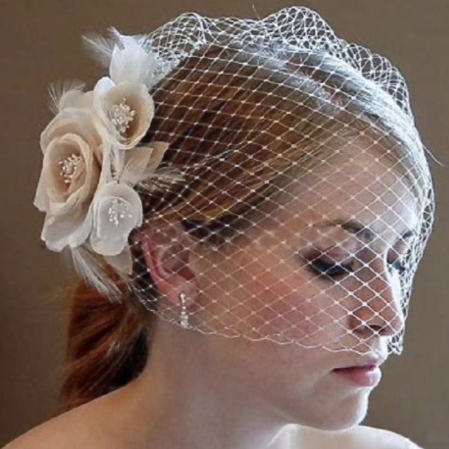 Bridal Veils And Accessories Bridal Birdcage Veil Mini Dotted Birdcage Veil  | David's Bridal Bridal Birdcage Veil Hair Down