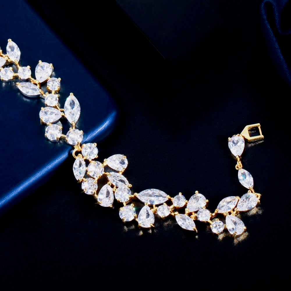 Wedding Jewelry - Cubic Zirconia Bridal Bracelet - Available in Silver, Rose Gold and Yellow Gold