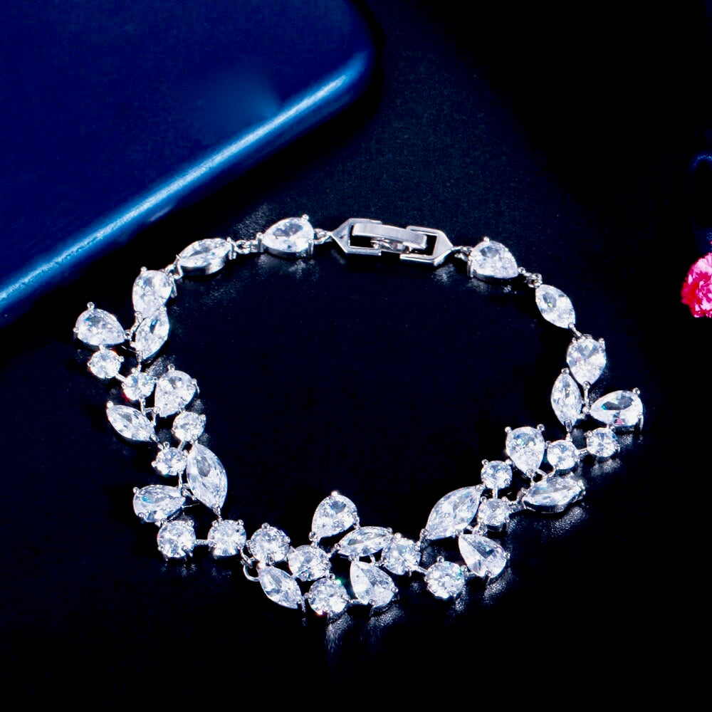 Wedding Jewelry - Cubic Zirconia Bridal Bracelet - Available in Silver, Rose Gold and Yellow Gold