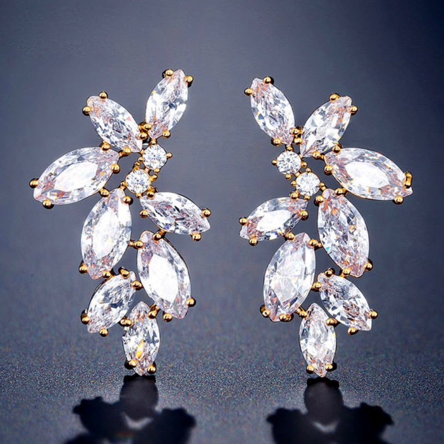 Wedding Jewelry - Cubic Zirconia Bridal Earrings - Available in Silver, Rose Gold and Yellow Gold