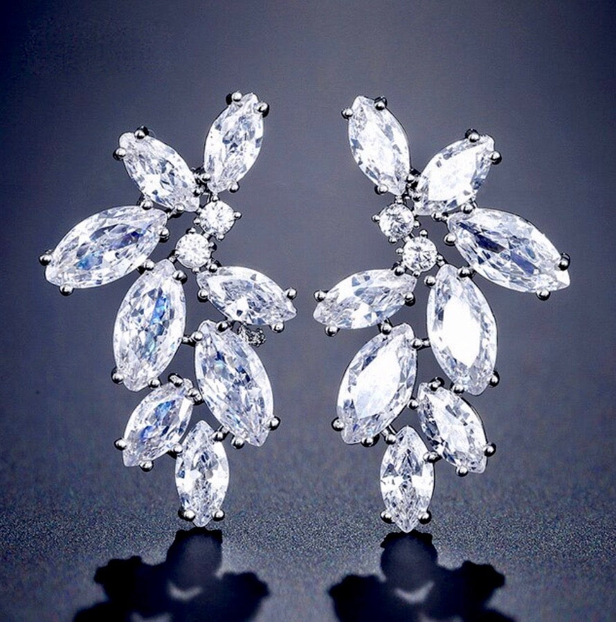 Wedding Jewelry - Cubic Zirconia Bridal Earrings - Available in Silver, Rose Gold and Yellow Gold