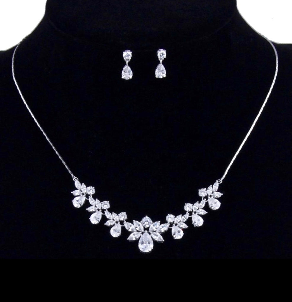 Wedding Jewelry - Silver Cubic Zirconia Bridal Jewelry Set