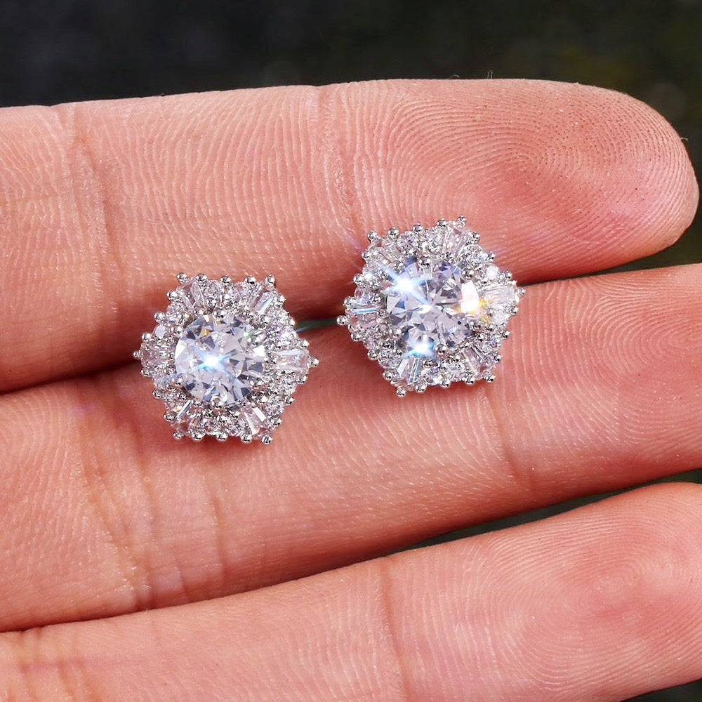 Wedding Jewelry - Cubic Zirconia Bridal Stud Earrings - Available in Silver and Rose Gold