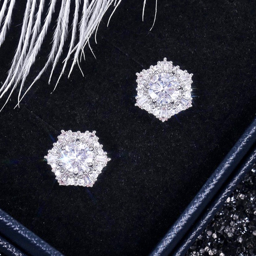 Wedding Jewelry - Cubic Zirconia Bridal Stud Earrings - Available in Silver and Rose Gold
