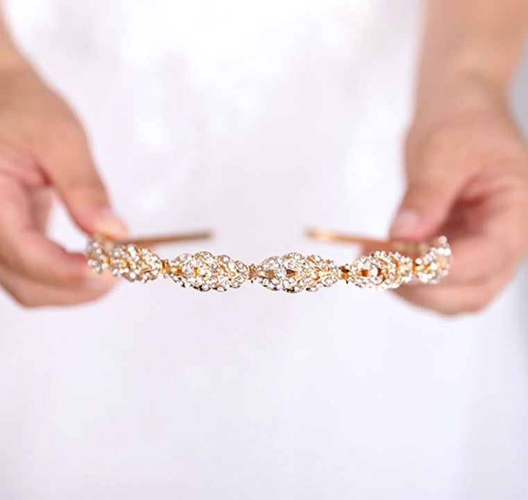 Wedding Hair Accessories - Crystal Bridal Headband - Available in Rose Gold, Silver and Yellow Gold