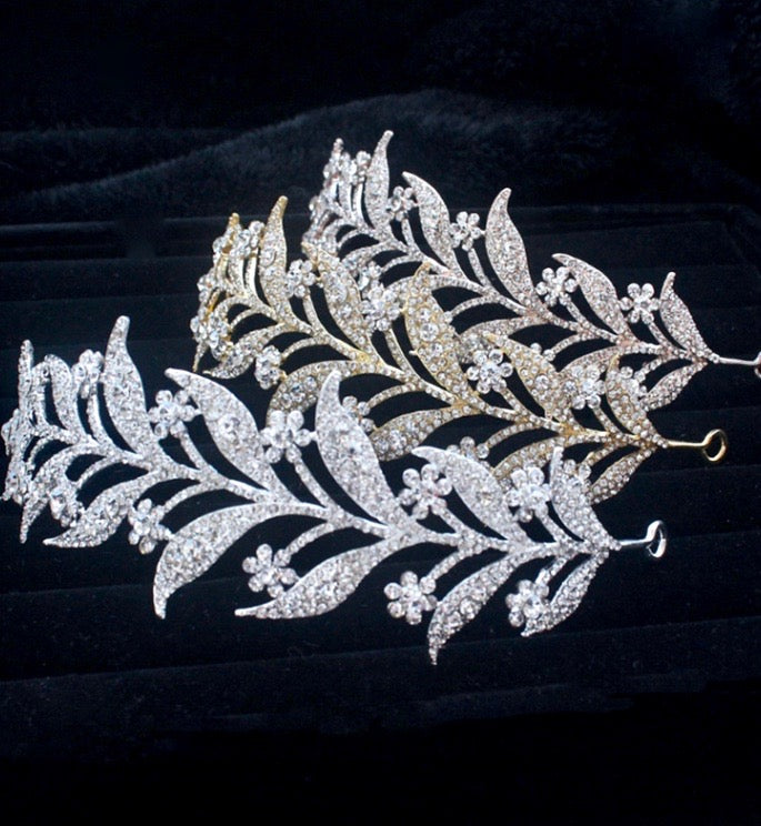Wedding Hair Accessories - Micro-Pave Crystal Bridal Tiara Headband - Available in Silver, Rose Gold and Yellow Gold
