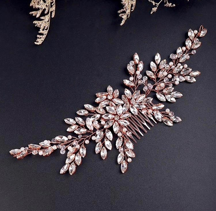 Wedding Hair Accessories - Pearl and Crystal Bridal Hair Comb - Available in Silver, Rose Gold and Yellow Gold