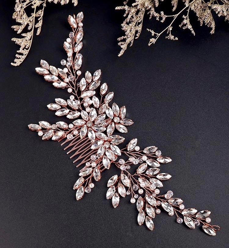 Wedding Hair Accessories - Pearl and Crystal Bridal Hair Comb - Available in Silver, Rose Gold and Yellow Gold