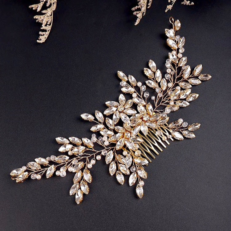 Wedding Hair Accessories - Pearl and Crystal Bridal Hair Comb - Available in Silver, Rose Gold and Yellow Gold