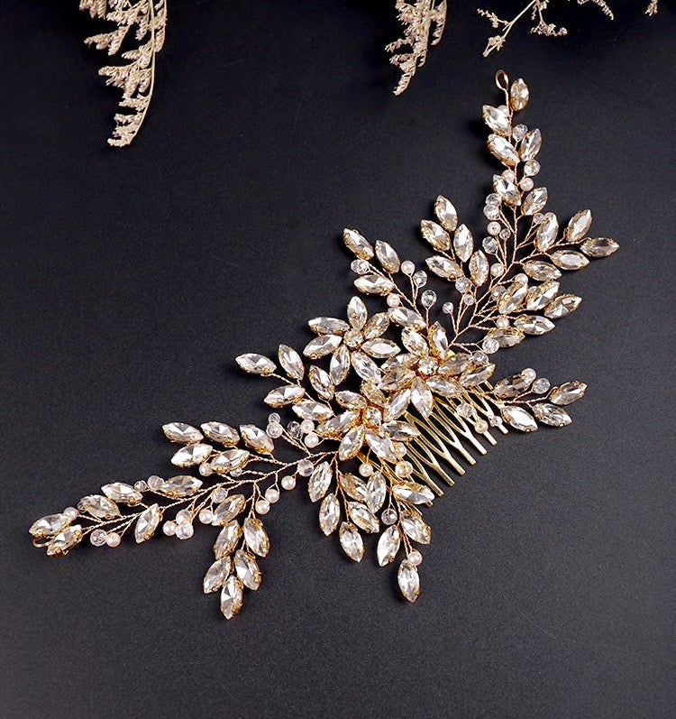 Wedding Hair Accessories - Pearl and Crystal Bridal Hair Comb - Available in Silver, Rose Gold and Yellow Gold