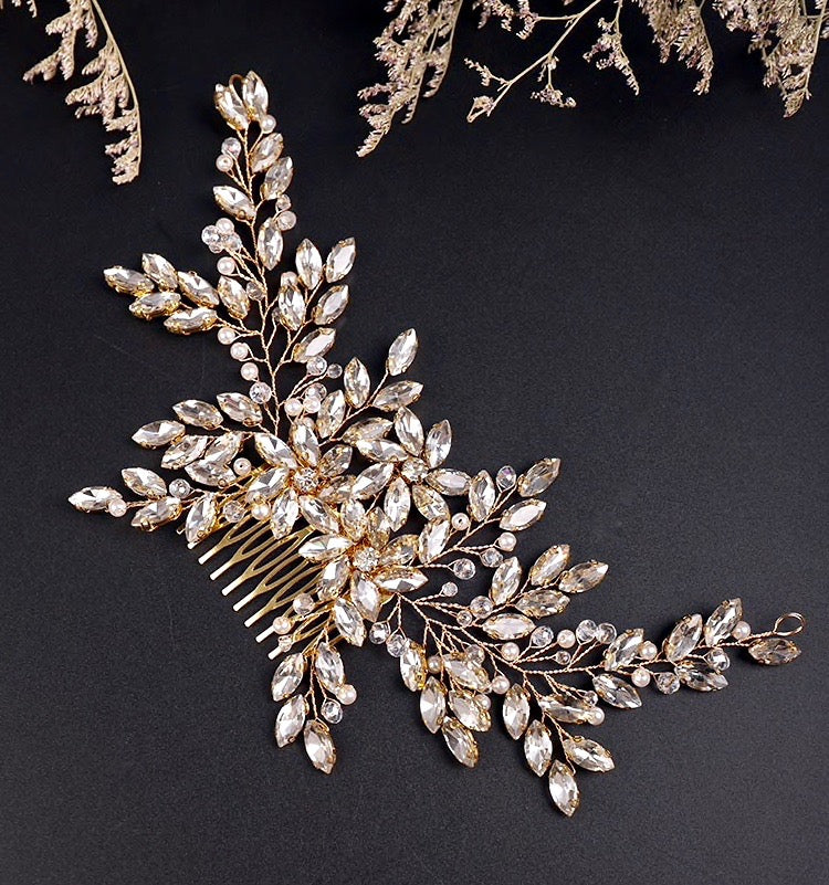 Wedding Hair Accessories - Pearl and Crystal Bridal Hair Comb - Available in Silver, Rose Gold and Yellow Gold