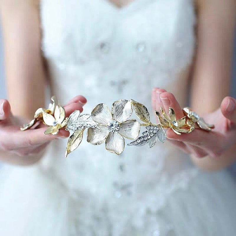 Wedding Hair Accessories - Gold Crystal Bridal Headband