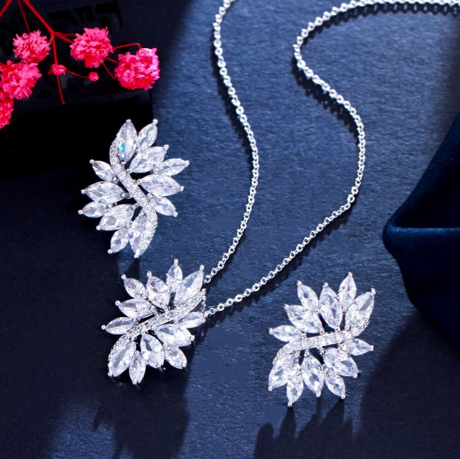 Wedding Jewelry - Cubic Zirconia Bridal Jewelry Set - Available in Silver and Rose Gold
